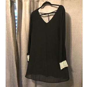 AKIRA Black Dress with Rhinestone Cuff size L